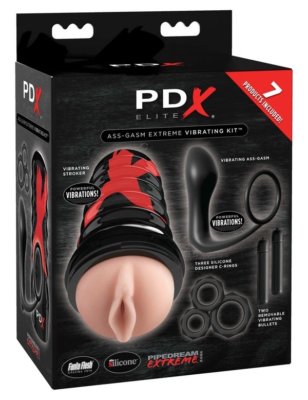 PDX Ass-gasm Extreme Vibrating Kit, 7-teilig